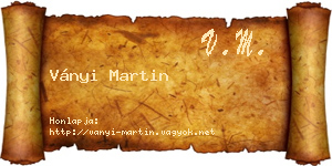 Ványi Martin névjegykártya