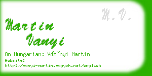 martin vanyi business card